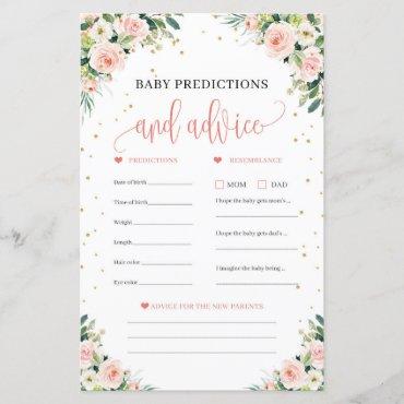 Boho baby predictions and advice game card blush