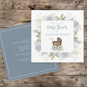 Boho Baby Shower Botanical Floral Vintage Carriage