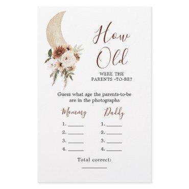 Boho Beige Moon Baby Shower How Old Parents