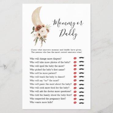 Boho Beige Moon Baby Shower Mommy or Daddy