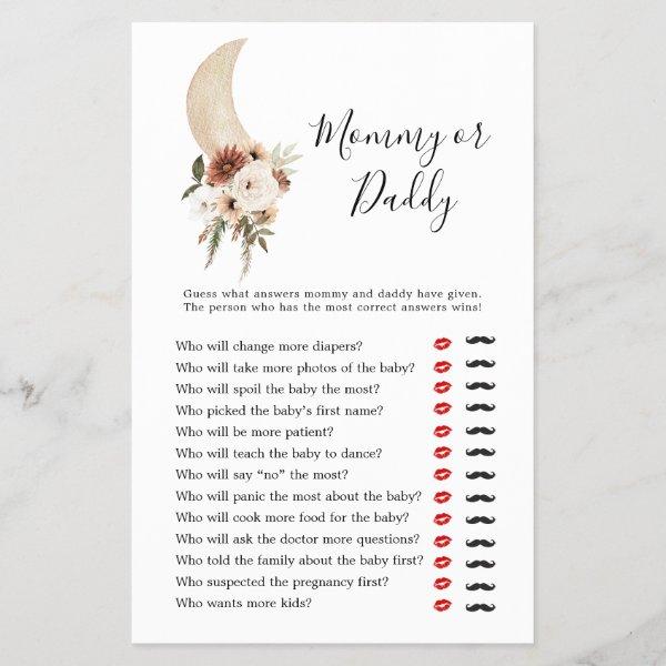 Boho Beige Moon Baby Shower Mommy or Daddy
