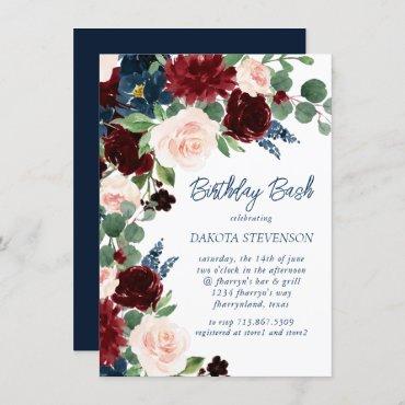 Boho Blooms | Rustic Navy and Burgundy Red Wreath