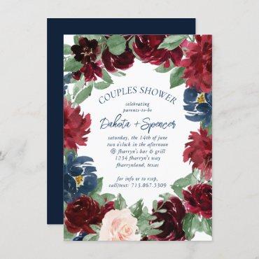 Boho Blooms | Rustic Navy Blue and Burgundy Wreath
