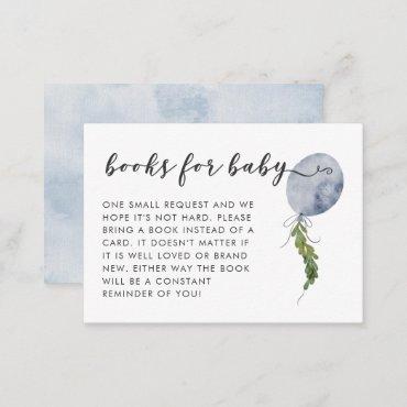 Boho Blue Balloon Baby Shower Book Request  Enclosure Card
