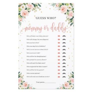 Boho blush pink floral green mommy or daddy game