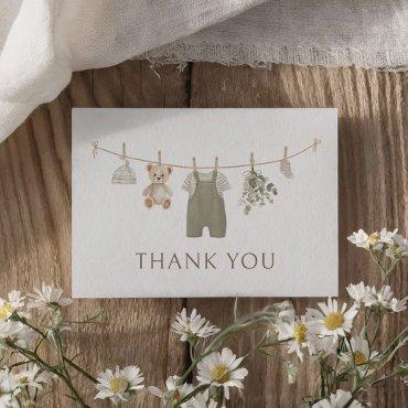 Boho Boy Baby Clothes Baby Shower Thank You Card