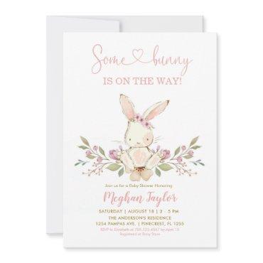 Boho Bunny Rabbit Pink Girl Baby Shower