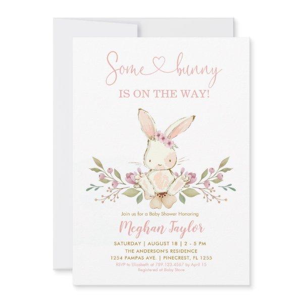 Boho Bunny Rabbit Pink Girl Baby Shower