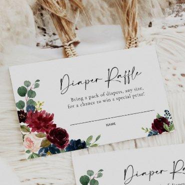 Boho Burgundy Blush Diaper Raffle Card