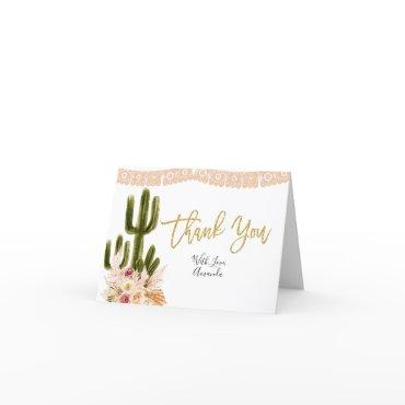 Boho Cactus Floral Bridal Shower Thank You card