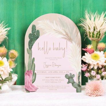 Boho cactus pampas arch hello