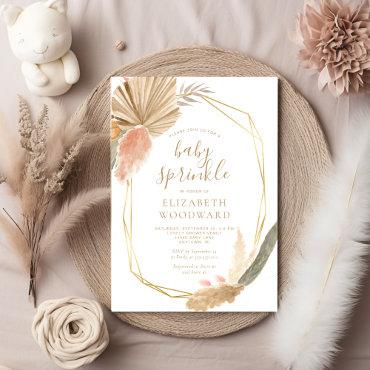 Boho Chic Pampas Grass Gold Frame Baby Sprinkle