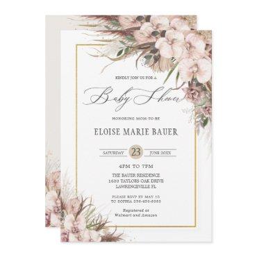 Boho Chic Pampas Grass Orchid Floral Baby Shower