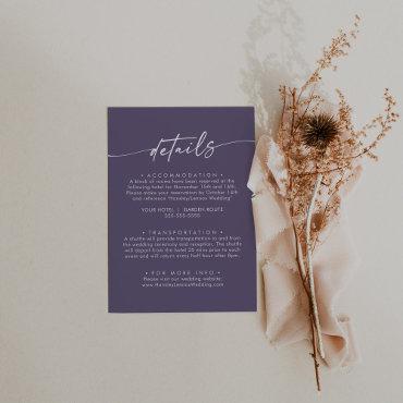 Boho Chic Plum Purple Wedding Details Enclosure Card