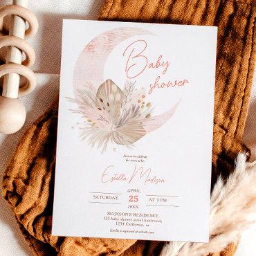 Boho chic rustic pampas floral moon