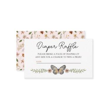 Boho Chic Wildflower Diaper Raffle Baby Shower Enclosure Card