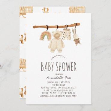 Boho Clothesline Gender Neutral Baby Shower Invitation