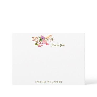Boho Colorful Watercolor Floral Baby Shower Custom Thank You Card