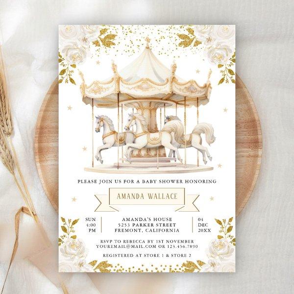 Boho Cream Gold Floral Carousel