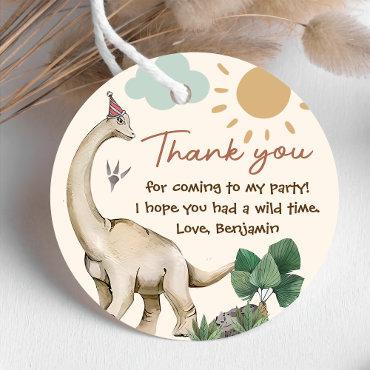 Boho Cute Dinosaur Birthday Party Favor Tags