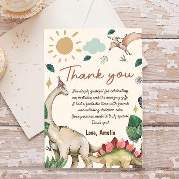 Boho Cute Dinosaur Birthday Party Thank You Card