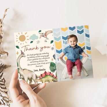 Boho Cute Dinosaur Birthday Party Thank You Card