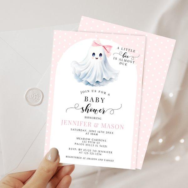Boho Cute Pink Little Boo Bow Baby Girl Shower