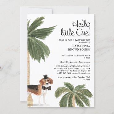 Boho Dog Boy Baby Shower Rustic Beagle Invitation