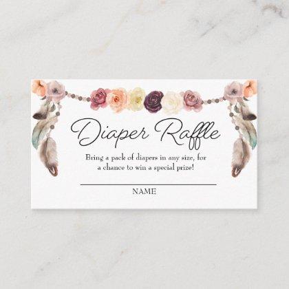 Boho Dream Catcher Diaper Raffle Enclosure Card