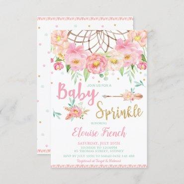 Boho Floral Baby Shower Sprinkle Dream Catcher Invitation