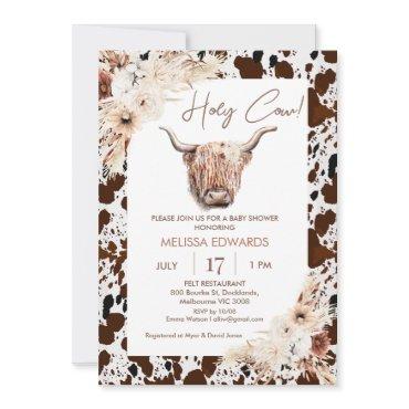 Boho Floral Cow Brown Cow Print