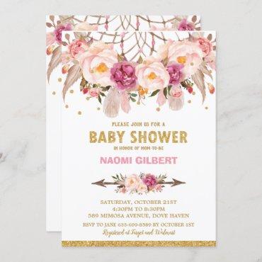 Boho Floral Dream Catcher Baby Shower Girl