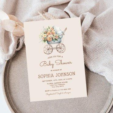 Boho Floral Vintage Baby Carriage