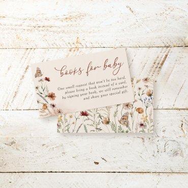 Boho Floral Wildflower Baby Shower Books For Baby Enclosure Card