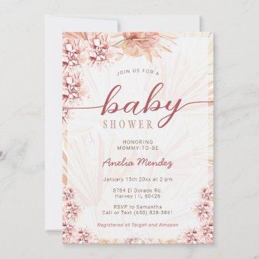 Boho Florals Neutral Baby Shower Bohemian Orchid