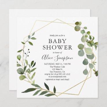 Boho Greenery Eucalyptus Baby Shower Invitation