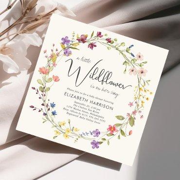 Boho Little Wildflower Watercolor Baby Girl Shower