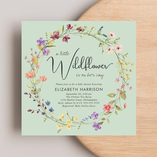 Boho Little Wildflower Watercolor Baby Girl Shower