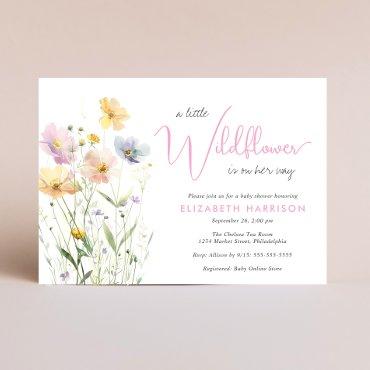 Boho Little Wildflower Watercolor Baby Girl Shower