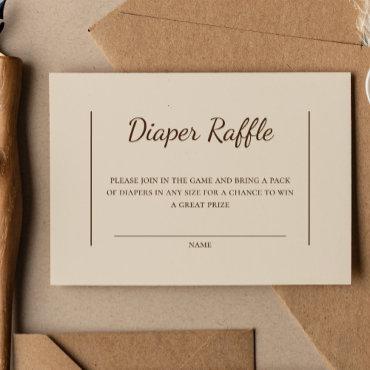 Boho Minimalist Beige Baby Shower Diaper Raffle Enclosure Card