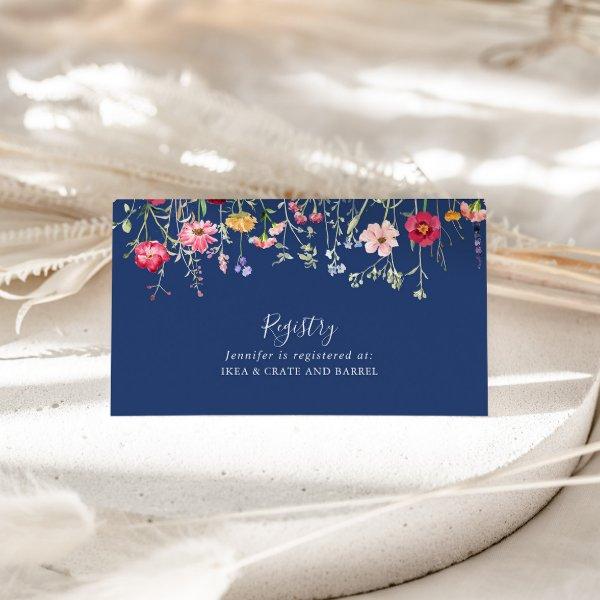 Boho Multicolor Wildflower Wedding Gift Registry Enclosure Card