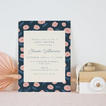 Boho Navy and Pink Flowers Cute