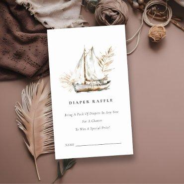 Boho Palm Sailboat Diaper Raffle Baby Shower Enclosure Card