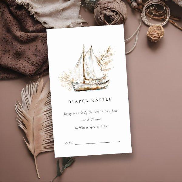 Boho Palm Sailboat Diaper Raffle Baby Shower Enclosure Card