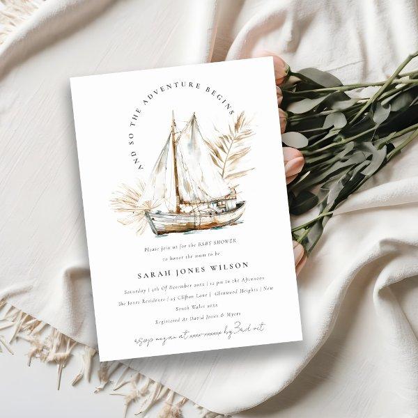 Boho Palm Sailboat Seascape