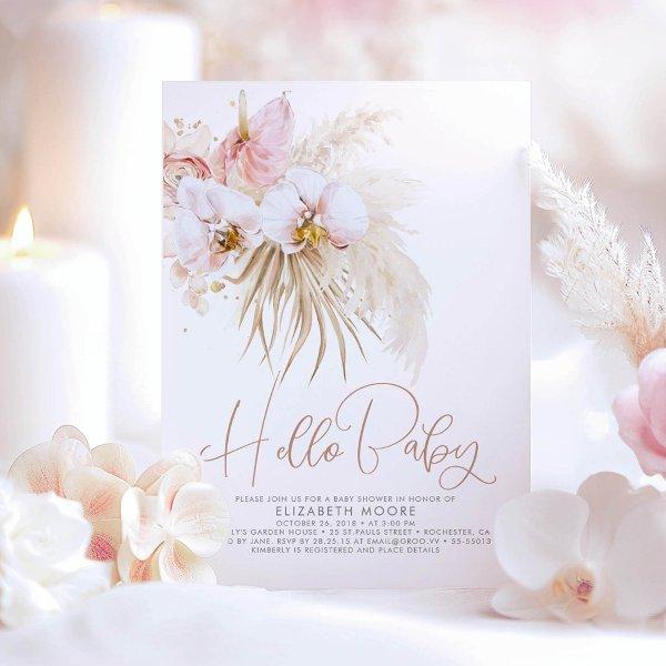 Boho Pampas Grass and Tropical Flowers
