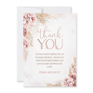 Boho Pampas Grass Baby Shower Thank You Card