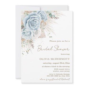 Boho Pampas Grass Pastel Blue Floral Bridal Shower