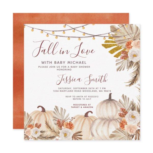 Boho Pampas Grass Pumpkin Fall in Love