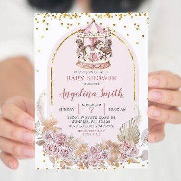Boho Pink and Gold Floral Carousel